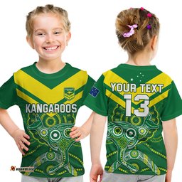 custom text and number australia rugby t shirt kangaroos boomerang aboriginal