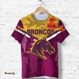 brisbane broncos t shirt anzac day camouflage vibes maroon no1