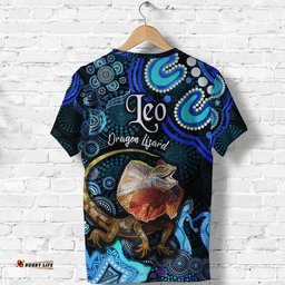 australian astrology t shirt leo dragon lizard zodiac aboriginal vibes blue