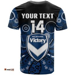 custom text and number melbourne victory football t shirt aboriginal art