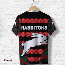 south sydney rabbitohs t shirt anzac day poppy flower vibes