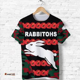 south sydney rabbitohs t shirt anzac day poppy flower vibes