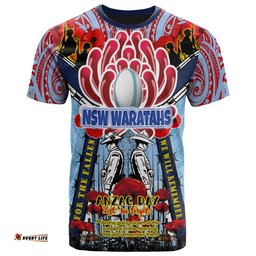 waratahs rugby custom anzac day t shirt remembrance nsw waratahs with indigenous patterns and poppy flower 0
