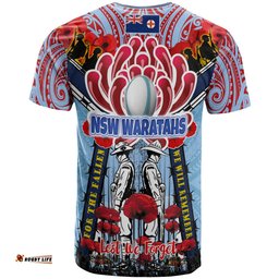waratahs rugby custom anzac day t shirt remembrance nsw waratahs with indigenous patterns and poppy flower 0