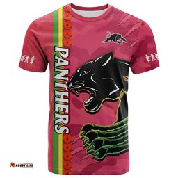 custom text and number panthers rugby anzac t shirt aboriginal mix poppy camouflage pink