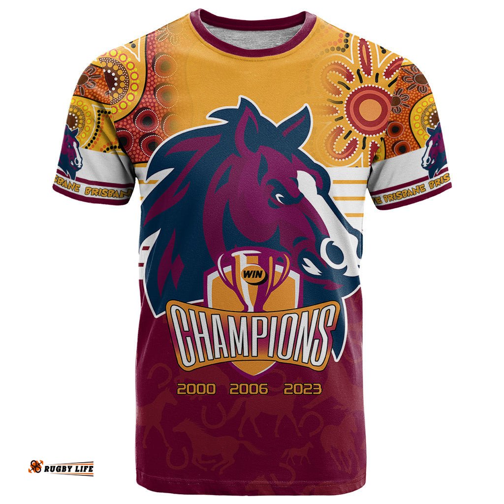 custom nrl broncos champions 2023 t shirt proud newcastle aboriginal vibe