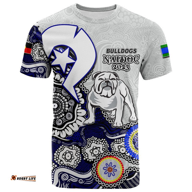 bulldogs rugby t shirt naidoc 2023 patterns