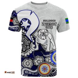 bulldogs rugby t shirt naidoc 2023 patterns