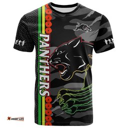 custom text and number panthers rugby anzac t shirt aboriginal mix poppy camouflage black