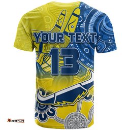 custom text and number cowboys rugby t shirt aboriginal boomerang go premiers north queensland