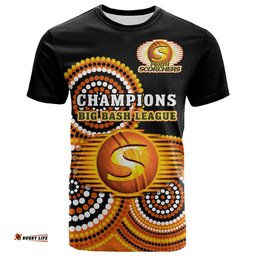 custom text and number perth scorchers cricket t shirt champions bbl12 proud indigenous art