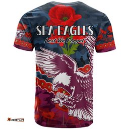 sea eagles rugby anzac t shirt lest we forget