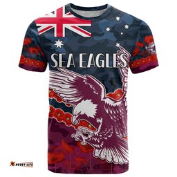 sea eagles rugby anzac t shirt lest we forget