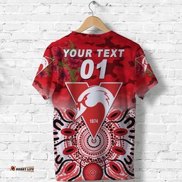 custom personalised sydney swans anzac t shirt indigenous vibes
