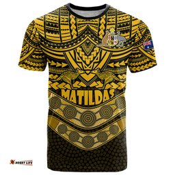 custom matildas soccer t shirt polynesian and aboriginal gold vibe