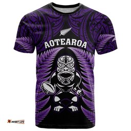 new zealand aotearoa rugby t shirt nz tiki with maori fern world cup purple version