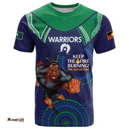 custom nrl warriors naidoc week t shirt keep the fire burning indigenous art