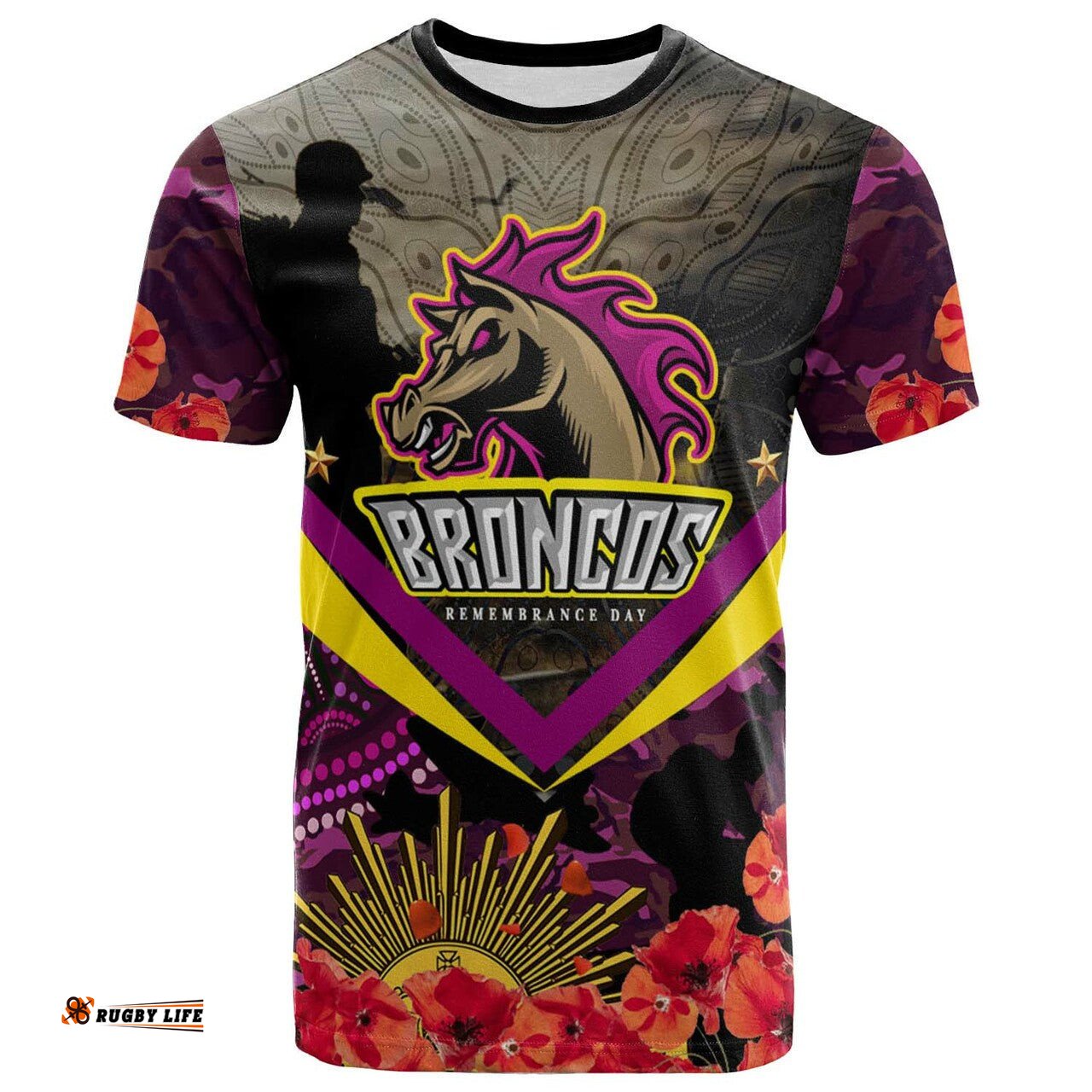 broncos rugby t shirt remembrance anzac day broncos aboriginal t shirt