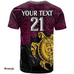 custom broncos rugby t shirt brisbane hibiscus and turtle with polynesian pattern