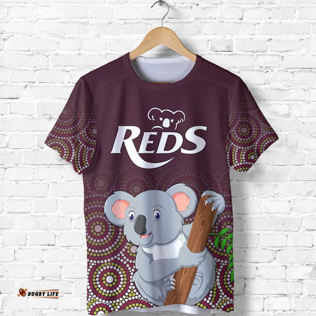 custom personalised reds indigenous rugby t shirt koala