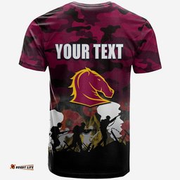 custom personalised nrl anzac day t shirt broncos army style