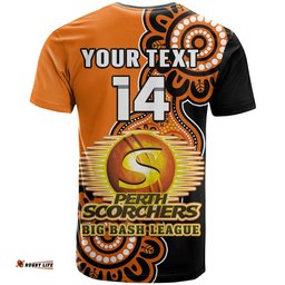 custom text and number perth scorchers cricket t shirt we are the champions aboriginal