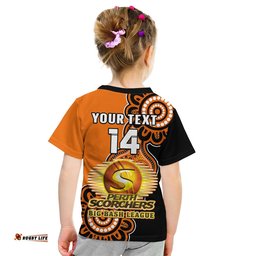 custom text and number perth scorchers cricket t shirt we are the champions aboriginal