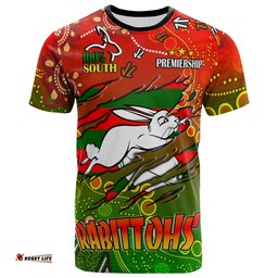 rabbitohs rugby t shirt custom 100 south rabbitohs premiership rugby with aboriginal culture player and number t shirt rlt14