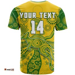custom text and number australia t shirt national colours proud aussie special indigenous