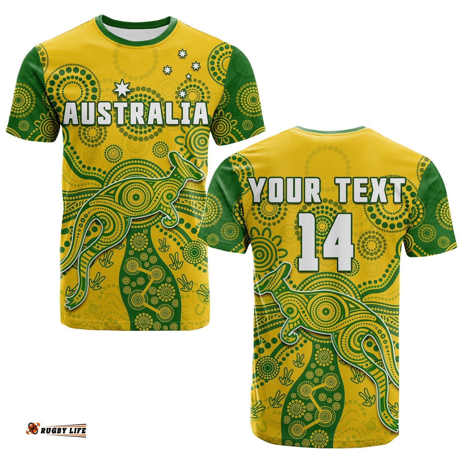 custom text and number australia t shirt national colours proud aussie special indigenous