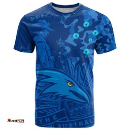 custom text and number afl anzac 2023 adelaide crows t shirt camouflage
