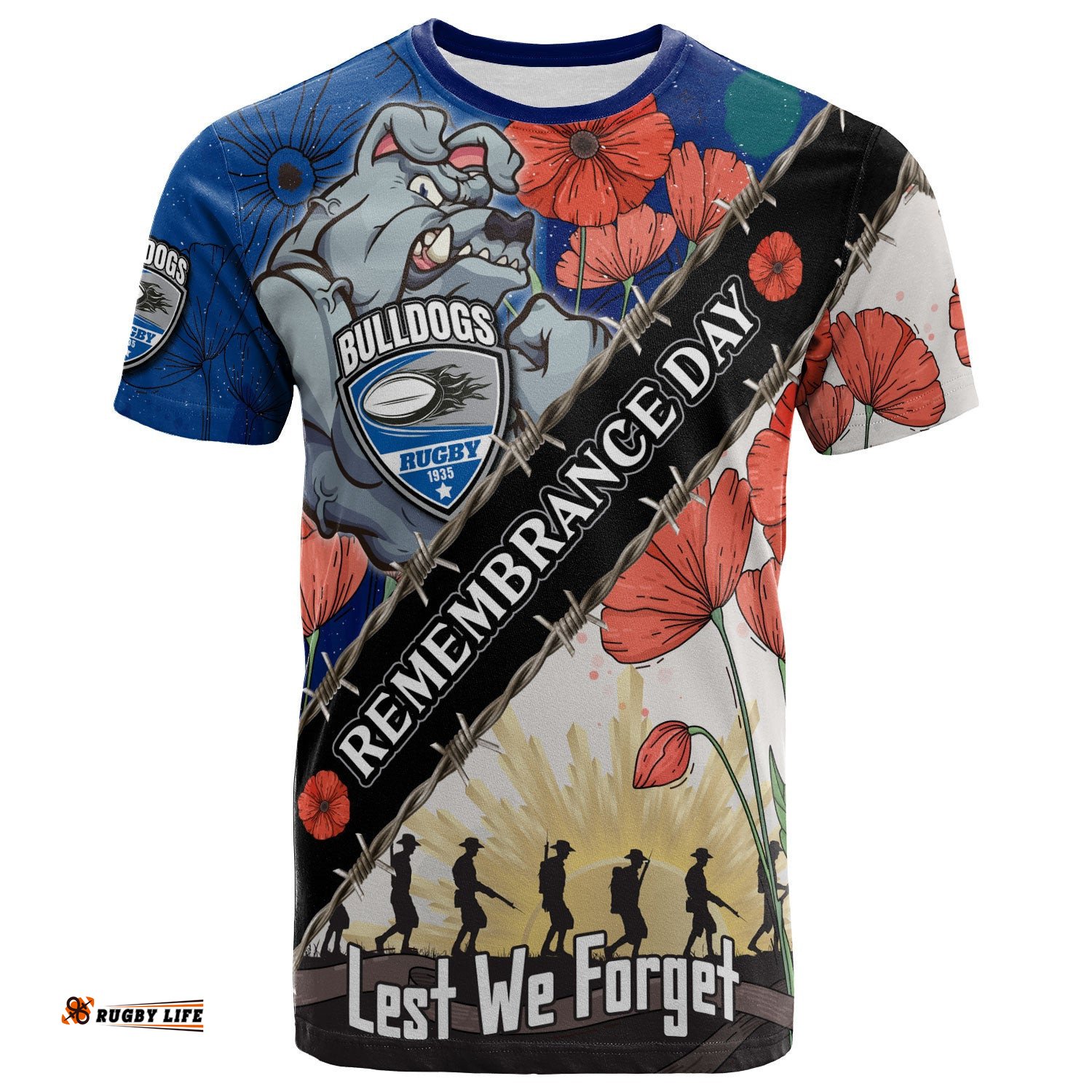 bulldogs rugby t shirt custom remembrance day lest we forget t shirt