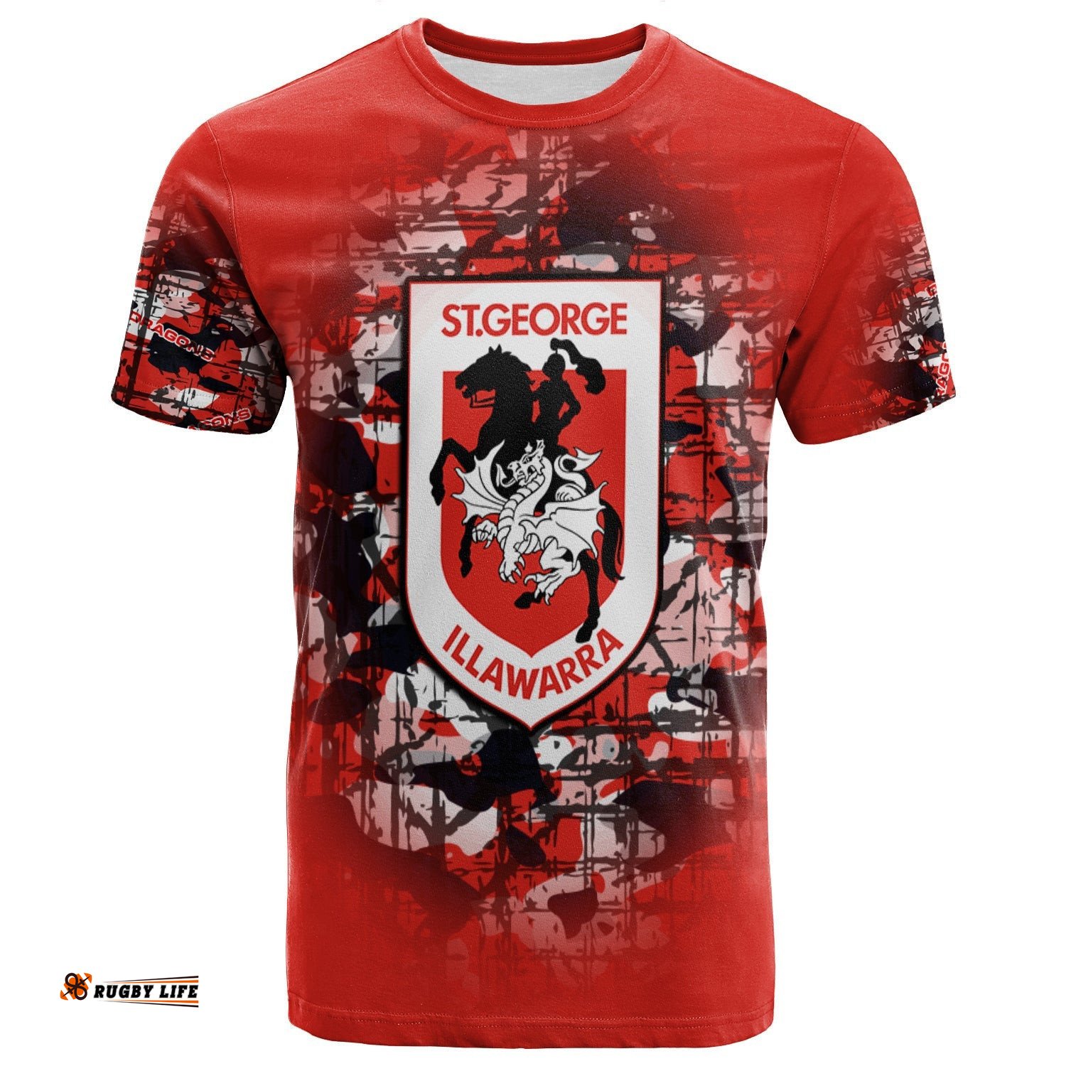 st george illawarra dragons t shirt camouflage vintage nrl 0