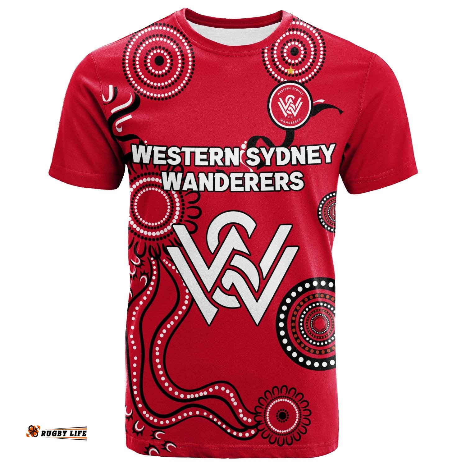 custom personalised western sydney wanderers t shirt indigenous dot painting art