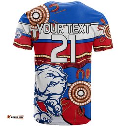 custom text and number afl bulldogs football t shirt western aboriginal simple style