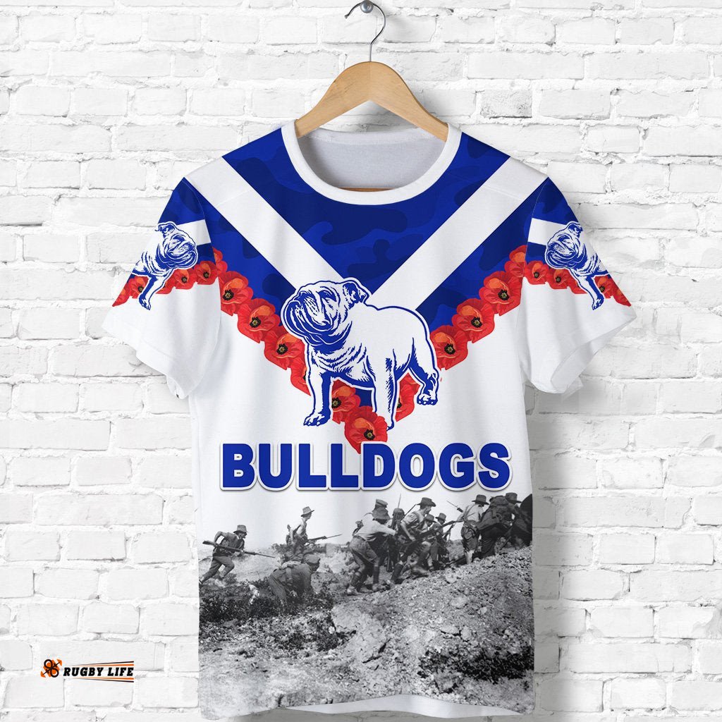 canterbury bankstown bulldogs t shirt anzac day original