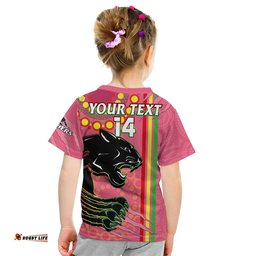 custom text and number panthers rugby t shirt the mountain men aboriginal art dynamic pink version