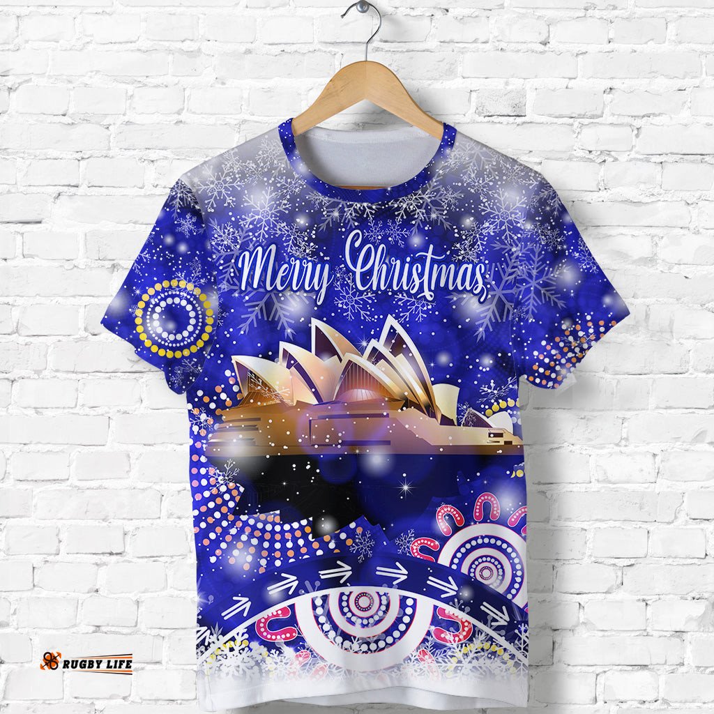 australian sydney opera house christmas t shirt original style blue