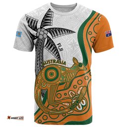 custom fiji and australia rugby t shirt fijian palm tree mix aussie kangaroo