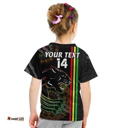 custom text and number penrith panthers rugby t shirt the mountain men aboriginal art dynamic