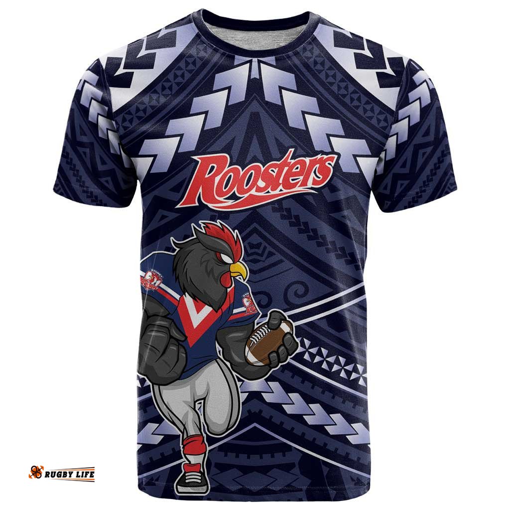 custom roosters rugby polynesian tribal t shirt