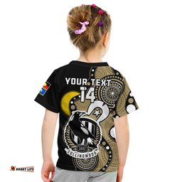 custom text and number collingwood football naidoc t shirt magpies for our elders indigenous art