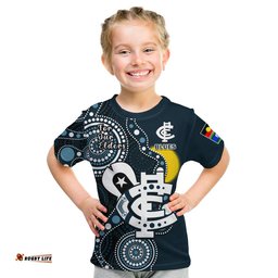 custom text and number carlton football naidoc t shirt blues for our elders indigenous art