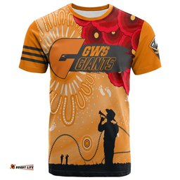 custom personalised gws giants indigenous anzac day t shirt we will remember