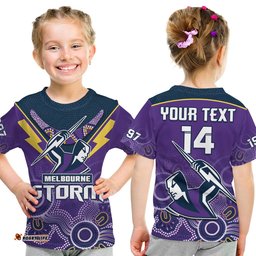 custom text and number melbourne storm rugby t shirt indigenous boomerang gradient style