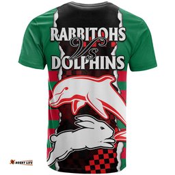 nrl combine rabbitohs and dolphins t shirt