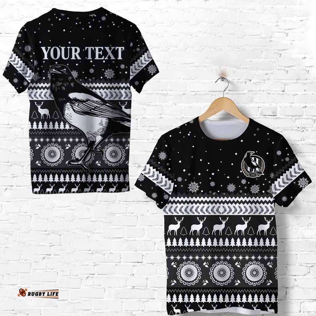 custom personalised magpies christmas t shirt indigenous collingwood football