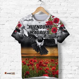 custom personalised yuendumu magpies football club anzac t shirt poppy vibes