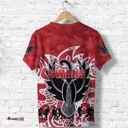 sydney swans t shirt anzac day simple indigenous