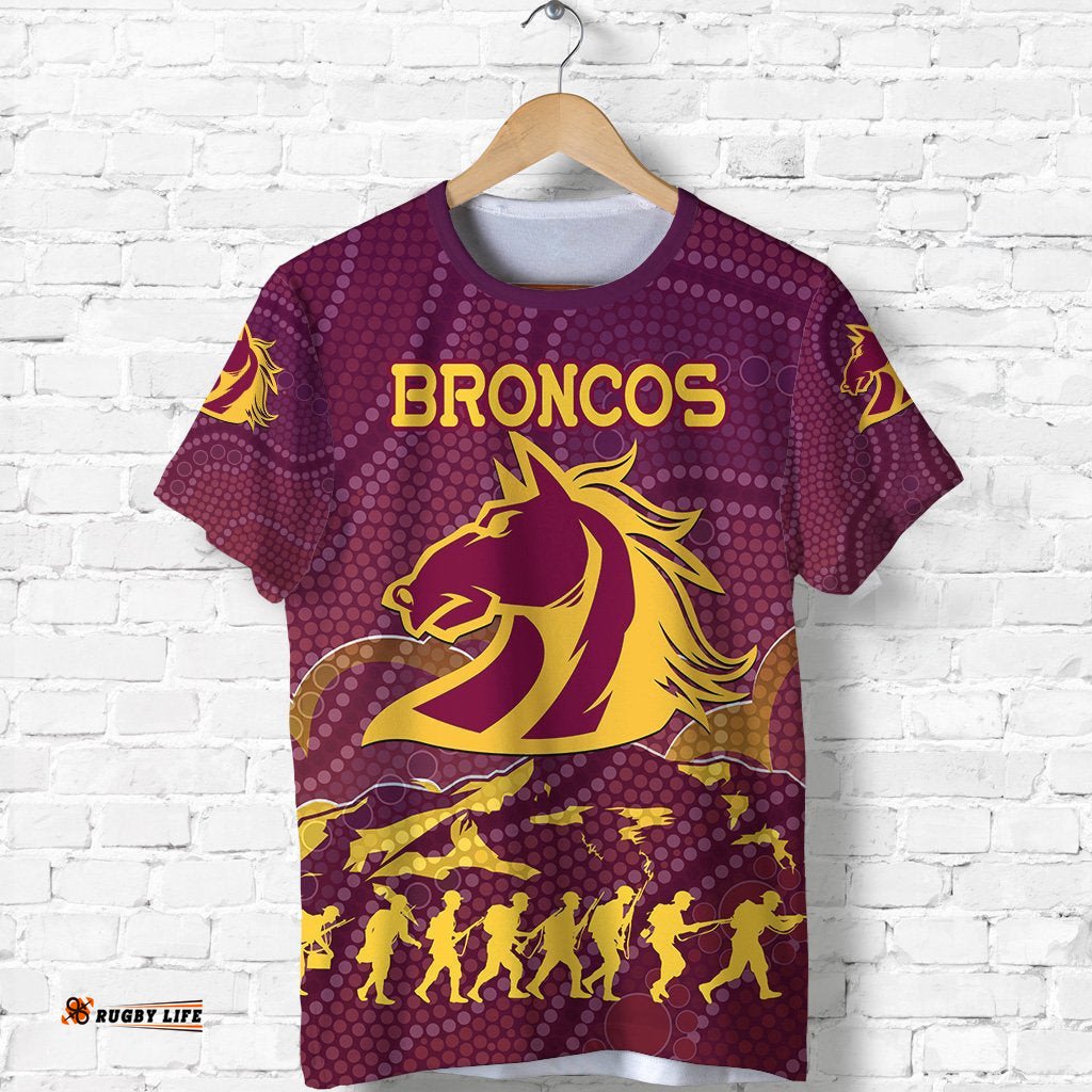 brisbane broncos t shirt anzac day country style